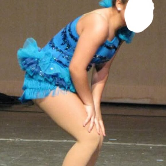 Weissman Blue Sequined Fringe Tap Jazz Dance Costume XLC - Picture 2 of 8